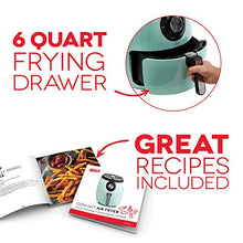 Load image into Gallery viewer, Dash DFAF455GBAQ01 Deluxe Electric Air Fryer + Oven Cooker with Temperature Control, Non-stick Fry Basket, Recipe Guide + Auto Shut Off Feature, 1700-Watt, 6 Quart, 6 qt, Aqua
