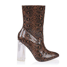 Load image into Gallery viewer, AIIT Women's Chunky High Heel Ankle Boot Shoe Brown Size9
