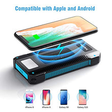 Load image into Gallery viewer, Solar Power Bank 30000 mAh, Wireless Portable Charger Solar Panel External Battery Type-C 5V Dual USB with LED Flashlight (Waterproof, Dustproof, Shockproof) Compatible with iOS &amp; Android (Black)

