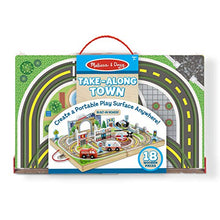 Load image into Gallery viewer, Melissa &amp; Doug 18-Piece Wooden Take-Along Tabletop Town, 4 Rescue Vehicles, Play Pieces, Bridge
