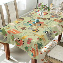 Load image into Gallery viewer, ALAZA Camping Animals Jungle Fox Bear Rabbit Tablecolth Table Cover for Party Dining Room Kitchen Decor,54 X 72,Stain and Wrinkle Resistant Washable Rectangle Table Cloth
