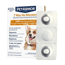 Load image into Gallery viewer, PetArmor 7 Way De-Wormer (Pyrantel Pamoate and Praziquantel) for Dogs, Includes Chewable Flavored Dog De-Wormer Tablets for Small dogs and puppies 6.0 to 25 pounds.
