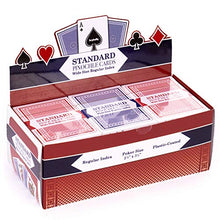 Load image into Gallery viewer, 12 Pinochle Playing Card Decks, Red/Blue - Wide Size Regular Index Playing Cards Bulk Set - 48-Card Pre-Made Plastic-Coated Custom Decks - Tabletop Games &amp; Accessories - Collector Items, Toys &amp; Family
