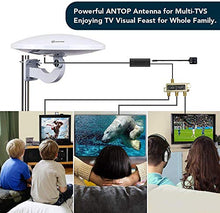 Load image into Gallery viewer, Outdoor TV Antenna -Antop Omni-Directional 360 Degree Reception Antenna Outdoor, Attic,RV Used, 65 Miles Range Amplifier Booster 4G LTE Filter, Waterproof, Anti-UV Easy Install (PL-4348226423)
