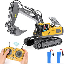 Load image into Gallery viewer, KidsFaves Remote Control Excavator Toys for Boys RC Excavator with 2 Rechargeable Batteries Metal Shovel Lights and Sounds 2.4Ghz Best RC Construction Toys Gifts Idea for Kids
