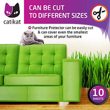 Load image into Gallery viewer, Catikat XL Furniture Protectors from Cats 10 Pack - Safe Couch Protector from Cats - Larger 17" x 12" Cat Scratch Deterrent Training Tape Sheets - Transparent Cat Anti Scratching Protection Guards
