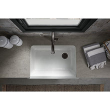 Load image into Gallery viewer, KOHLER K-5827-0 Whitehaven Farmhouse Self-Trimming Undermount Single-Bowl Sink with Tall Apron, White
