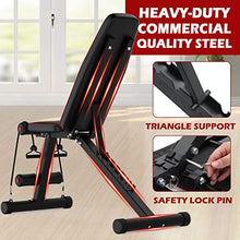 Load image into Gallery viewer, MCNBLK Adjustable Weight Bench 800lbs Capacity, Incline Decline Weight Lifting Workout Bench Home Gym, Multi-Position Utility Bench for Full Body Workout, Folding Dumbbells Bench with Elastic Ropes
