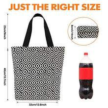 Load image into Gallery viewer, Canvas Tote Bag for Women, Strong Canvas Bag Reusable Grocery Shopping Cloth Bags with Handles, Grocery Bags Reusable Shopping Bags for Groceries Shopping Travel Storage (1, Black Geometry)
