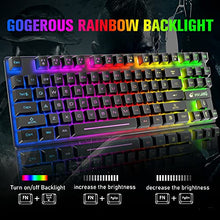 Load image into Gallery viewer, Wireless Gaming Keyboard Mouse and Wired Headphone with Ergonomic 87 Key Rainbow Backlight Rechargeable 3800mAh Battery Mechanical Feel Anti-ghosting Mouse pad for PC Laptop Gamer Typist(Black RGB)
