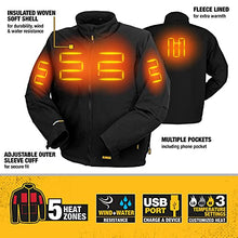 Load image into Gallery viewer, DEWALT DCHJ060A Heated Soft Shell Jacket Kit with 2.0Ah Battery &amp; Charger Black X-Large
