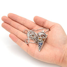 Load image into Gallery viewer, Top Plaza 7 Chakra Reiki Healing Crystals Hexagonal Pointed Dowsing Stone Silver Locket Pendant Necklace
