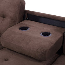 Load image into Gallery viewer, Harper &amp; Bright Designs Sectional Sofa 3 Piece Sofa Sets Couches with Reversible Chaise Lounge Storage Ottoman and Cup Holders for Living Room (Brown)
