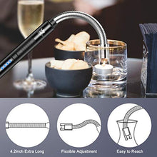 Load image into Gallery viewer, WestRiver Candle Lighter, USB Rechargeable Electric Arc Lighter with Safety Lock &amp; Power Indicator, Portable Flameless Windproof Plasma Lighters with Long Flexible Neck &amp; Aluminum Case (Elegant Black)
