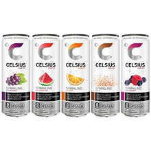 Load image into Gallery viewer, CELSIUS Fitness Drink Carbonated 5-Flavor Variety Pack, Zero Sugar, 12oz. Slim Can, 12 Pack
