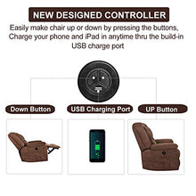 Load image into Gallery viewer, RELAXIXI Power Recliner Chair with Massage, Heat and USB Charge Port - Electric Recliner for Elderly - Soft Fabric Sofa for Home, Living Room

