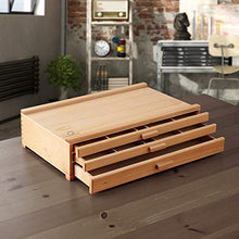 Load image into Gallery viewer, 7 Elements 3 Drawer Beechwood Artist Storage Supply Box for Pastels, Pencils, Pens, Markers, Brushes, Tools
