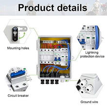 Load image into Gallery viewer, ECO-WORTHY 4 String PV Combiner Box with Lightning Arreste, 10A Rated Current Fuse and Circuit Breakers for On/Off Grid Solar Panel System

