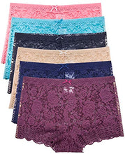 Load image into Gallery viewer, Barbra's 6 Pack of Women's Regular &amp; Plus Size Lace Boyshort Panties (2XL, Rose)
