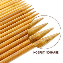 Load image into Gallery viewer, RELIAN Double Pointed Knitting Needles, 75 Pcs Bamboo Knitting Needles Set, 15 Sizes from 2.0mm-10.0mm(8 Inches Length)+ 4Pcs Knitting Needles Point Protectors
