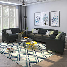 Load image into Gallery viewer, 3 Piece Chair Loveseat Sofa Set, Harper &amp; Bright Designs Living Room 3 Piece Sofa Couch Set, 3 Seats Loveseat Single Chair Sectional Sofa Set Ship from USA Warehouse, Arrive in 3 Days (Black)
