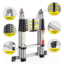 Load image into Gallery viewer, 16.5FT Telescoping Extension Ladder 2-in-1,Multi-Purpose Aluminum Telescopic Ladders for Easy Storage
