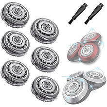 Load image into Gallery viewer, SH90 Replacement Heads for Philips Norelco 9000 Series Shaver, S9300,S9700,S8950,SW9700,SW6700,9000 Shaver Replacement Blades Sh90/70 Electric Razor Blades Replace for Men,6 Pack &amp; 2 Brush
