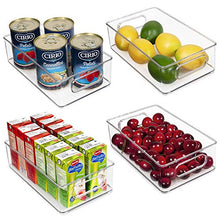 Load image into Gallery viewer, Vtopmart Stackable Clear Plastic Storage Bins, 4 Pack Food Organizer Bins with Handles for Refrigerator, Fridge, Freezer, Cabinet, Kitchen, Pantry Organization, BPA Free, 10" Long
