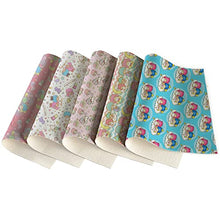 Load image into Gallery viewer, 5pcs Fake Leather Fabric for Sewing Clothe Furniture Eco Imitation Sheets Cartoon Gemini and Girl Pattern DIY Bow Hair Accessories Supplies 2230cm/A4

