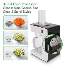 Load image into Gallery viewer, Electric Food Spiralizer Slicer Chopper - 3-in-1 Vegetable Processor, Fruit Cutter, Spiral Shredder Machine, Veggie Spaghetti Noodle, Zoodle Maker w/ 3 Cutting Blade, 1.2L Bowl - NutriChef PKESPR26
