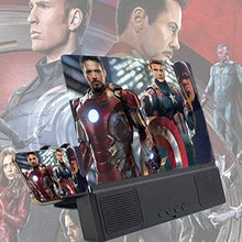 Load image into Gallery viewer, jteman 12'' 3D Mobile Phone Screen Magnifier with Bluetooth Speaker+12'' Curved Screen Magnifier Mobile Projector Screen for Movies, Videos, Gaming Foldable Phone Stand for iPhone and All Smartphones
