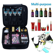 Load image into Gallery viewer, Relavel Travel Makeup Train Case Makeup Cosmetic Case Organizer Portable Artist Storage Bag with Adjustable Dividers for Cosmetics Makeup Brushes Toiletry Jewelry Digital Accessories Black

