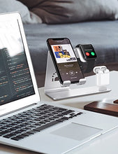 Load image into Gallery viewer, Bestand3 in 1 Apple iWatch Stand, Airpods Charger Dock, Phone Desktop Tablet Holder for Airpods, Apple Watch/ iPhone X/8 Plus/8/ 7 Plus/ iPad, Silver(Patenting, Airpods Charging Case NOT Included)
