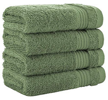 Load image into Gallery viewer, Luxury Turkish Cotton Washcloths for Easy Care, Extra Soft &amp; Absorbent, Fingertip Towels, 4 Pack Washcloth Set by United Home Textile, Sage Green
