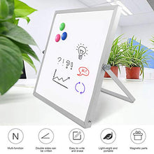 Load image into Gallery viewer, Small Dry Erase White Board 10 x 10 inch, Magnetic Double Sided Portable Mini Whiteboard Easel with Black Marker and 3 Magnets, Reversible Desktop to Do List Notepad for Office Home School
