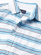 Load image into Gallery viewer, The Children's Place Boys' Short Sleeve Striped Oxford Button Down Shirt, BRINE Pool, XX-Large
