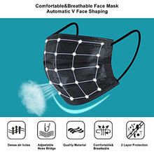 Load image into Gallery viewer, 50Pcs Disposable Face Masks, 3 Ply Disposable Masks, Black Face Mask
