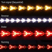 Load image into Gallery viewer, Syneticusa 60" Arrow LED Tailgate Light Bar Sequential Amber Turn Signal - Solid Beam - Weatherproof No Drill Install - Full Function Reverse Brake Running
