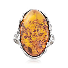 Load image into Gallery viewer, Ross-Simons Orange Amber Ring in Sterling Silver. Size 7
