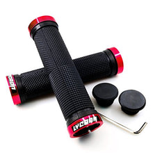 Load image into Gallery viewer, LYCAON Bike Handlebar Grips, Non-Slip-Rubber Adjustable Bicycle Handle Grip with Aluminum Lock, Bike Grips for Mountain Road Foldable Bike MTB BMX with End Caps (Red, General End Caps)
