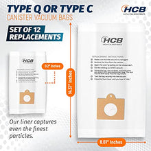 Load image into Gallery viewer, 12 Premium Replacement Vacuum Bags Fits Kenmore Canister C/Q 50555, 50557, 50558 &amp; Panasonic Type C-5 (Text)
