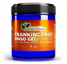 Load image into Gallery viewer, Frankincense DMSO Gel with Hyaluronic Acid | 99.995% Pure Pharma Grade DMSO, Organic Aloe Vera | Natural Pain Relief for Arthritis, Joint, Back, Hand, Feet, Knee &amp; Neck + Anti-Inflammatory (4 oz)
