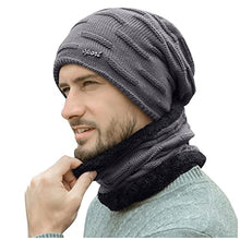Load image into Gallery viewer, BCDlily Winter Warm Beanie Hats Scarf Set for Men Women Thick Fleece Lined Knit Hats Skull Cap Neck Warmer (Gray)
