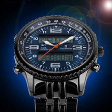 Load image into Gallery viewer, VIGOROSO Men's LED Analog Digital Date Week Sports Outdoor Steel Blue Dial Watch
