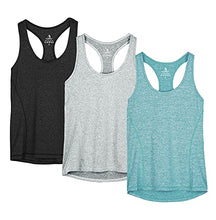 Load image into Gallery viewer, icyzone Workout Tank Tops for Women - Racerback Athletic Yoga Tops, Running Exercise Gym Shirts(Pack of 3)(S, Black/Granite/Green)
