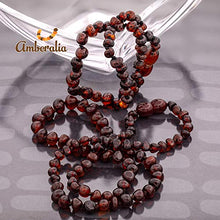 Load image into Gallery viewer, Amberalia knotted  Baltic Amber Necklace, Lab-tested, Certified Genuine Amber - SIZES FOR EVERYBODY - Boost immune System -Polish Cherry-  S (13”)
