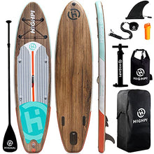 Load image into Gallery viewer, Highpi Inflatable Stand Up Paddle Board 11'x33''x6''W Premium SUP Accessories &amp; Backpack, Wide Stance, Surf Control, Non-Slip Deck, Leash, Paddle and Pump, Standing Boat for Youth &amp; Adult…
