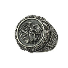 Load image into Gallery viewer, Saint St. Michael the Archangel Sterling Silver 925 mens Ring Handcrafted
