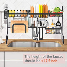 Load image into Gallery viewer, Dish Drying Rack Over The Sink -Adjustable Large Dish Rack Drainer for Kitchen Organization Storage Space Saver Shelf Holder with 7 Utility Hooks Dish Rack Over Sink (32≤ Sink Size ≤ 39.5 inch)
