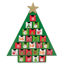 Load image into Gallery viewer, Glitzhome Christmas 25 Days Handcrafted Wooden Tree Countdown Advent Calendar with Drawer Holiday Christmas Decor, Green
